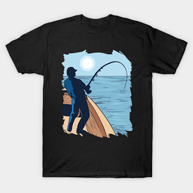 Deep Sea Fishing a Man Deep Sea Fishing Fishing T-Shirt by franksuharkless